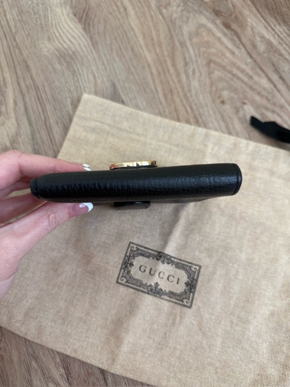 GUCCI Dollar Calfskin Interlocking G French Wallet in Black - Picture 4 of 14